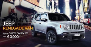 Jeep Renegade Van tijdelijk gratis ombouw t.w.v. 3000 euro